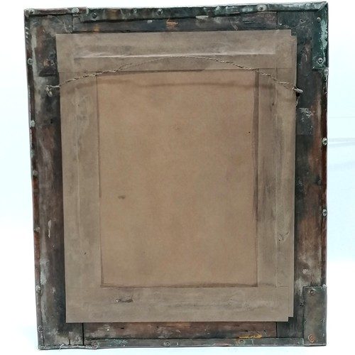 394 - Antique Arts & Crafts copper clad Knox style mirror - 29cm x 33.5cm