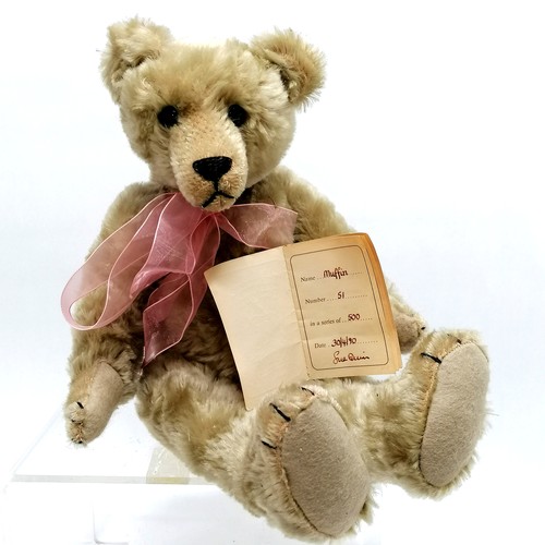 398 - Doormouse Designs mohair jointed teddy bear  'Muffin' by Sue Quinn 51/500 and 37cm tall T/W Russ McM... 