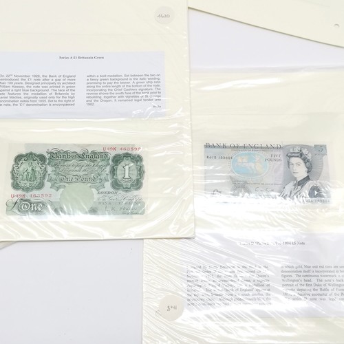 431 - Written up display lot of 7 x UK banknotes inc Stamford Spalding & Boston provincial Company £5, KGV... 