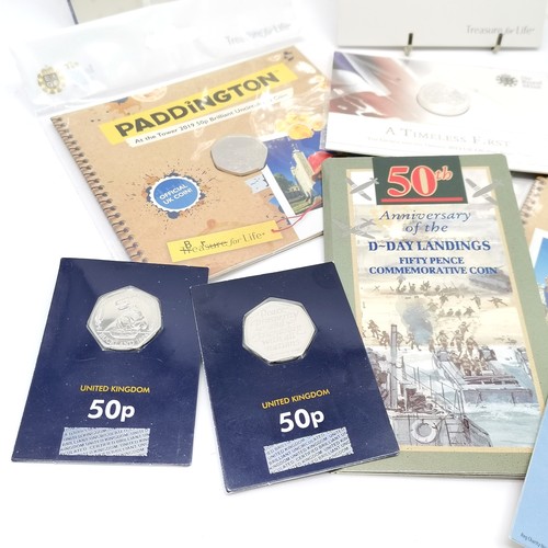 434 - GB 2 x silver £20 coins, 4 x Royal Mint Paddington Bear 50p packs, Jersey Remembrance £2 etc