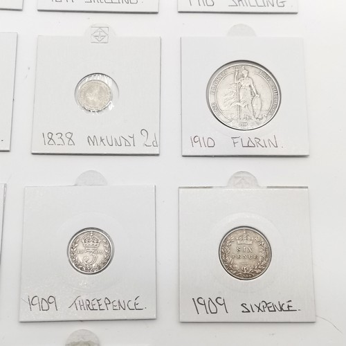 435 - 10 x QV & EVII silver coins inc maundy 2d, half crown etc