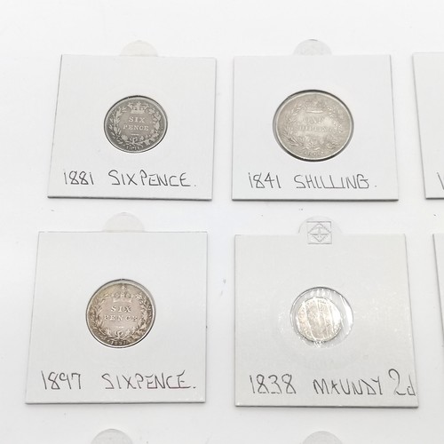 435 - 10 x QV & EVII silver coins inc maundy 2d, half crown etc