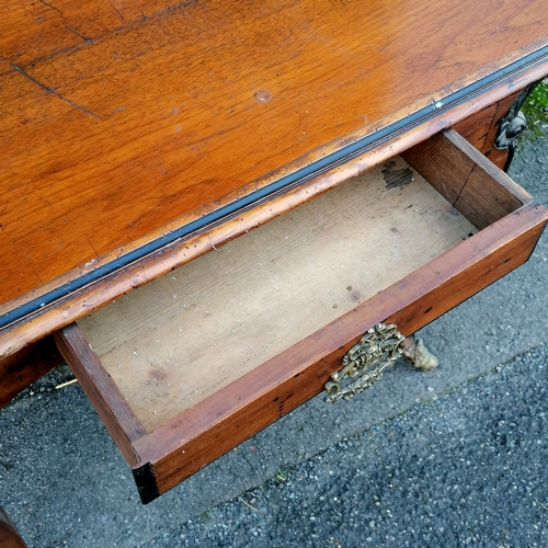 462 - Antique French walnut side table with shell detail and brass cloven hoof feet and with single drawer... 