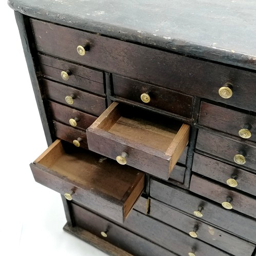 468 - Antique stained beech table cabinet / collectors drawers (20) - 48cm high x 36cm across x 28cm deep ... 