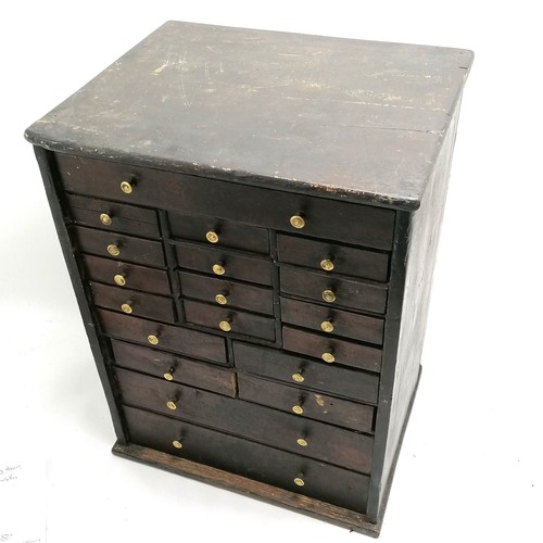 468 - Antique stained beech table cabinet / collectors drawers (20) - 48cm high x 36cm across x 28cm deep ... 