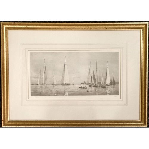 496 - William Lionel Wyllie (1851-1931) print of 'Yachting at Cowes' from ltd ed of 950 - frame 40.5cm x 5... 