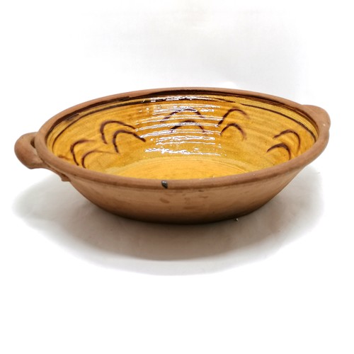 501 - Clive Bowen (b.1943) large studio pottery slipware bowl - 50cm x 40cm & no obvious damage