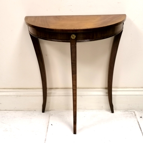 505 - Antique half moon small mahogany side table - in good used condition - 61.5cm x 31cm x 70cm