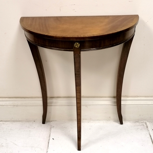 505 - Antique half moon small mahogany side table - in good used condition - 61.5cm x 31cm x 70cm