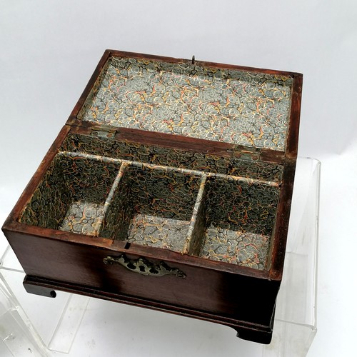 509 - Antique desk stamp, mahogany box with 3 compartments 22cm x 12cm x 15cm high , paper Mache dish with... 