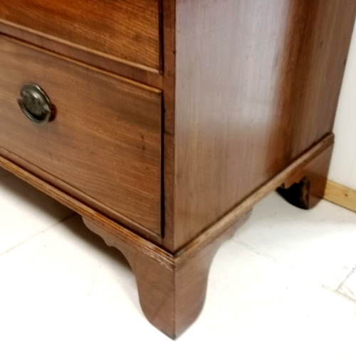 514 - Antique mahogany 2 over 3 chest of drawers with strung inlay detail - in good used condition - 114cm... 