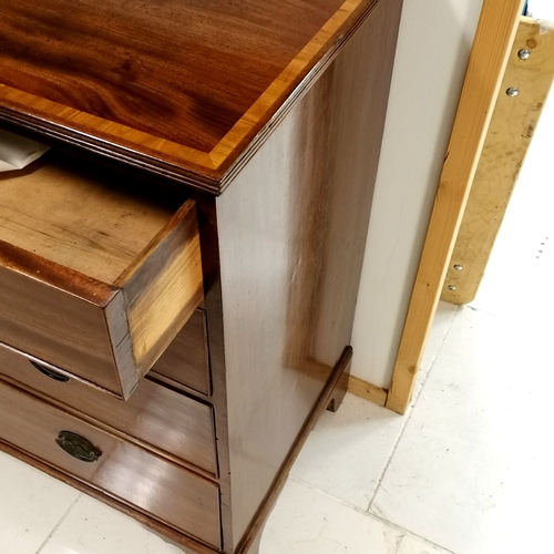 514 - Antique mahogany 2 over 3 chest of drawers with strung inlay detail - in good used condition - 114cm... 