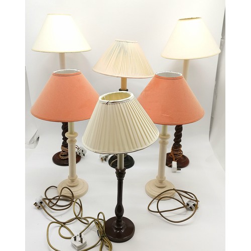 522 - 2 pairs of candle lamps tallest 77cm including shades T/W 2 others, all with shades - no obvious dam... 