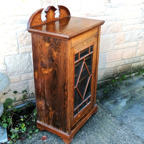 541 - Antique rosewood music cabinet with inlaid detail & fitted interior comprising 4 shelves over 3 shap... 