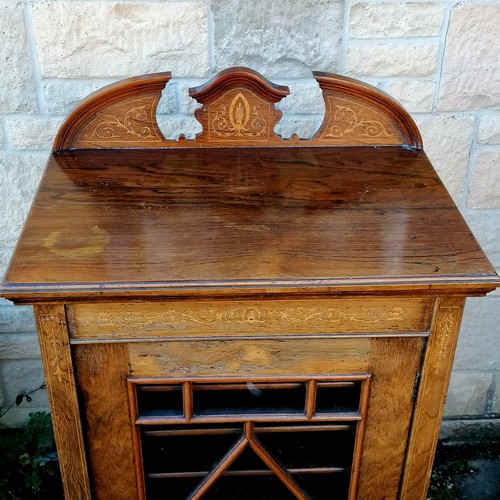 541 - Antique rosewood music cabinet with inlaid detail & fitted interior comprising 4 shelves over 3 shap... 