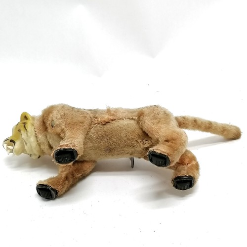 546 - Vintage Louis Marx prowling tiger with the original button and part of the paper label - 28cm long x... 