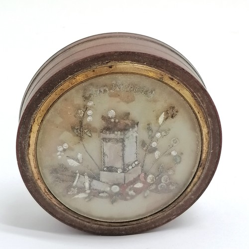 548 - Regency antique circular lidded box with domed glass lid with classical allegorical scene and has to... 