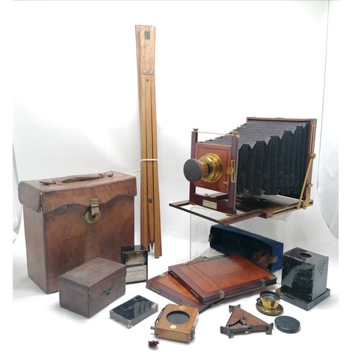 295 - Antique mahogany & brass plate camera by London Stereoscopic & Photographic Co (Regent St / Cheapsid... 