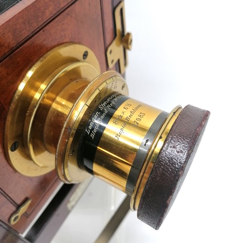 295 - Antique mahogany & brass plate camera by London Stereoscopic & Photographic Co (Regent St / Cheapsid... 