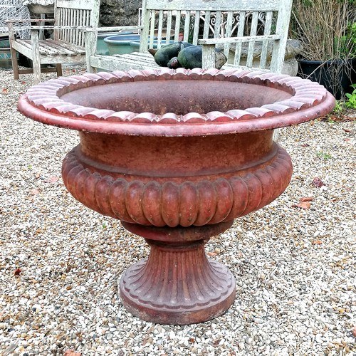 310B - Large cast iron classical urn planter - 75cm diameter x 59cm high ~ no obvious damage and in weather... 