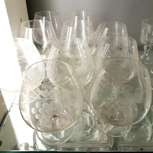 120A - Large quantity of mostly antique glassware including cake stands, 4 acid etched with courting couple... 