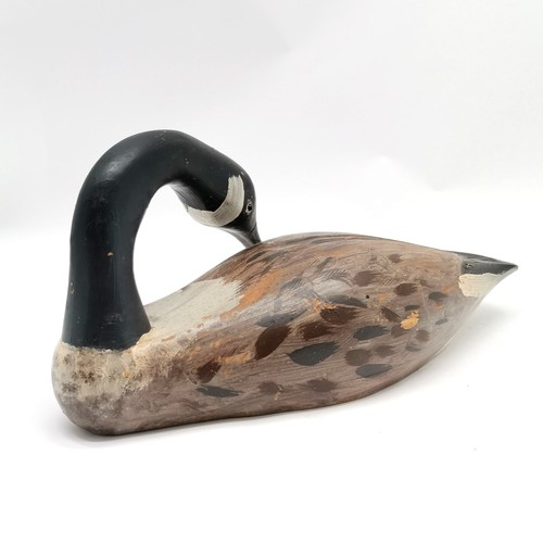 1 - Carved & painted wooden decoy Canada Goose - 46cm long x 20.5cm high