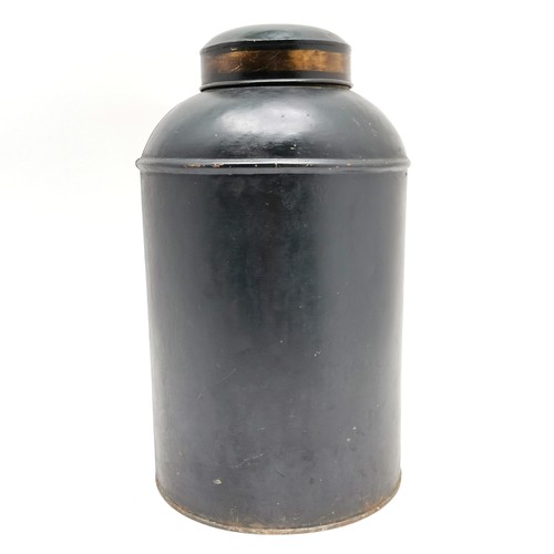 4 - Large store / shops toleware tea cannister / storage jar with Oriental decoration - 40cm high x 23cm... 