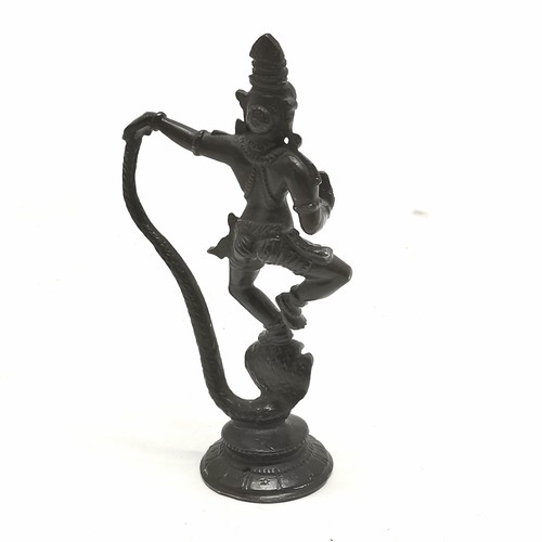 25 - Indian figure of Krishna dancing on the head of Kaliya (cobra / king of the serpents) - 10.3cm high