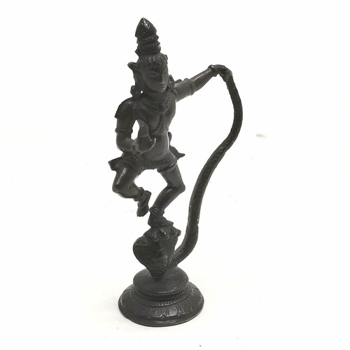 25 - Indian figure of Krishna dancing on the head of Kaliya (cobra / king of the serpents) - 10.3cm high