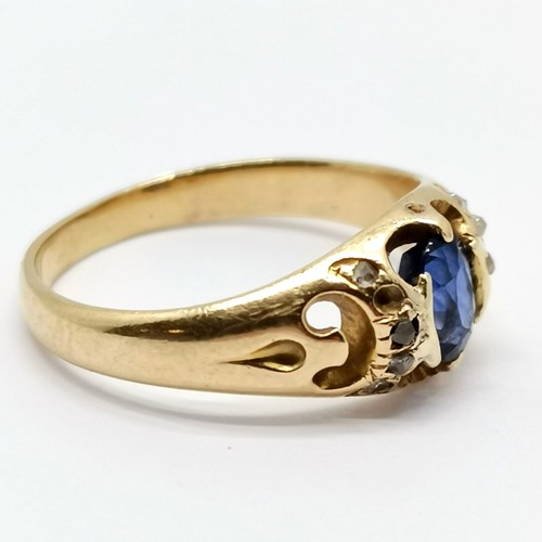 274 - Antique unmarked 18ct gold (touch test as) ring set with sapphire & diamond size H½ 2.6g total weigh... 