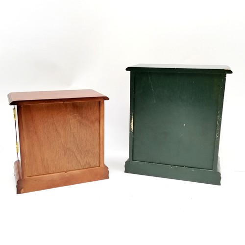 289 - 2 vintage wooden jewellery cabinets with glazed doors smallest 20cm x 21cm wide