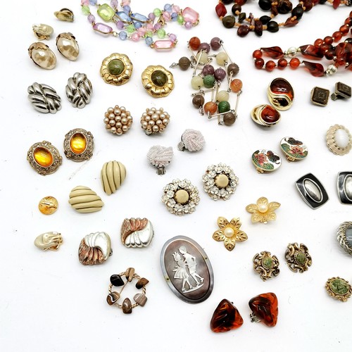 290 - Quantity of jewellery mostly costume to include 2 silver rings, costume earrings carved mother of pe... 