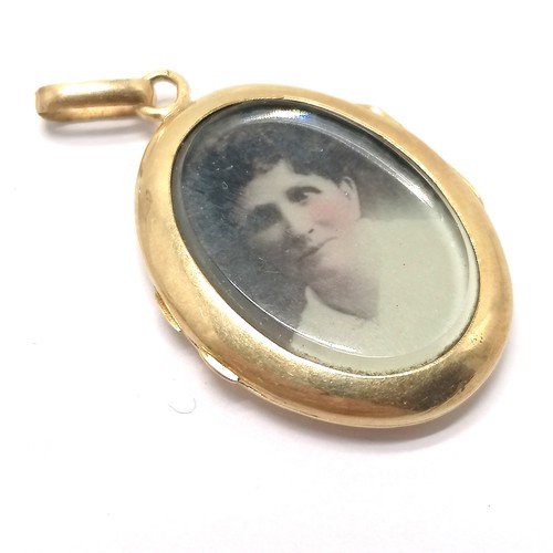 318 - Antique high carat French gold marked photographic pendant locket - 3.6cm drop & 5.5g total weight ~... 