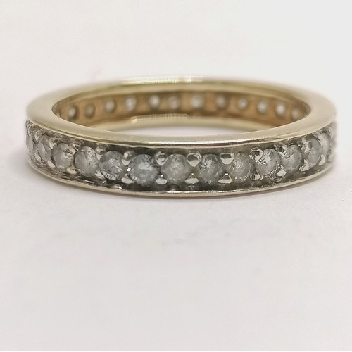 328 - Unmarked gold diamond eternity ring - size Q & 2.7g total weight