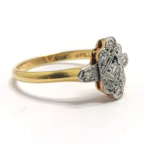 335 - Antique 18ct / platinum marked Art Deco diamond stone set ring - size N & 2.8g total weight