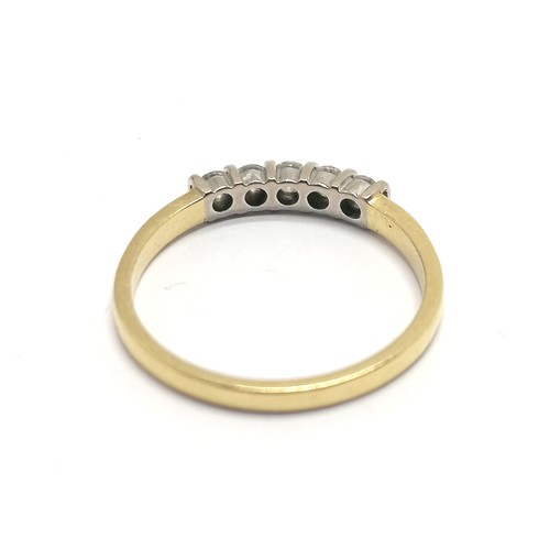 336 - 18ct hallmarked gold 5 stone diamond ring - size O & 2.3g total weight