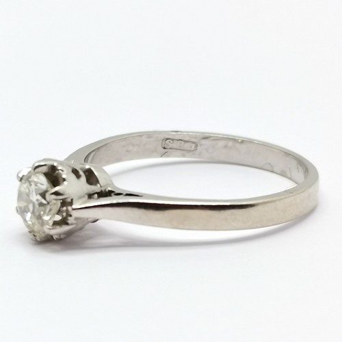 343 - 18ct hallmarked white gold diamond solitaire ring - size O½ & 3g total weight ~ approx 4.6mm diamete... 