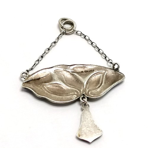 425 - Art Nouveau sterling silver pendant with enamel detail - 4.5cm drop & 3.5g total weight ~ slight los... 