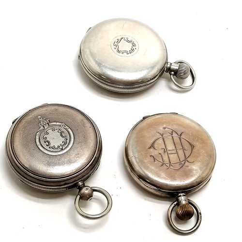 434 - 3 x silver cased pocket watches ~ Cunard (42mm) and has monogram, D Hyams & Co (London), Kays Superb... 