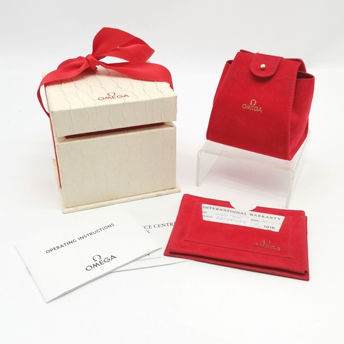 437 - Omega original watch box with booklet + card for Omega 18ct de ville 4160.13.00 wristwatch