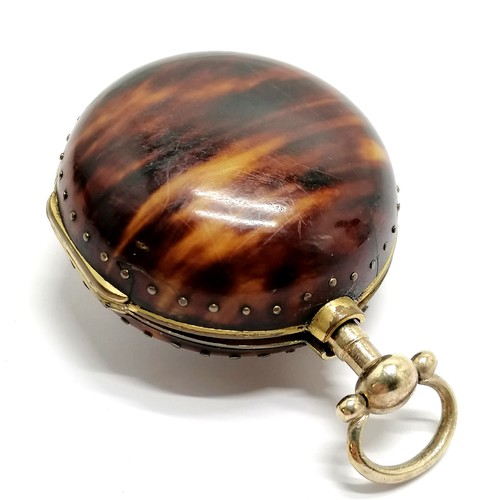 439 - George III silver-gilt and tortoise shell verge fusee pocket watch by Owen Jackson, Cranbrook, No.54... 