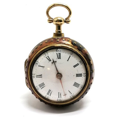 439 - George III silver-gilt and tortoise shell verge fusee pocket watch by Owen Jackson, Cranbrook, No.54... 