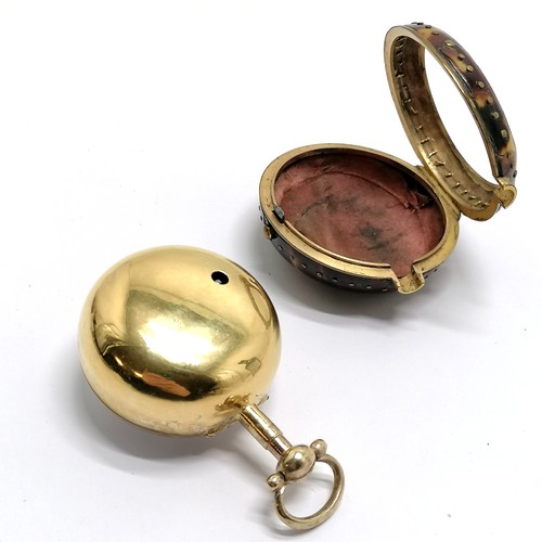 439 - George III silver-gilt and tortoise shell verge fusee pocket watch by Owen Jackson, Cranbrook, No.54... 