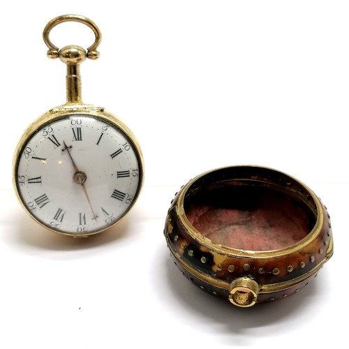 439 - George III silver-gilt and tortoise shell verge fusee pocket watch by Owen Jackson, Cranbrook, No.54... 