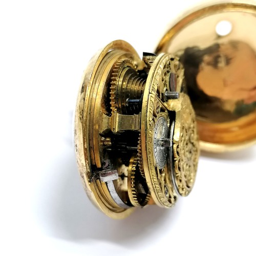 439 - George III silver-gilt and tortoise shell verge fusee pocket watch by Owen Jackson, Cranbrook, No.54... 