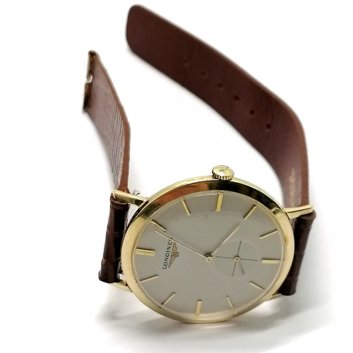 447 - Longines Wittnauer USA 14ct marked gold cased (32mm) manual wind wristwatch (calibre 19.a) - running... 