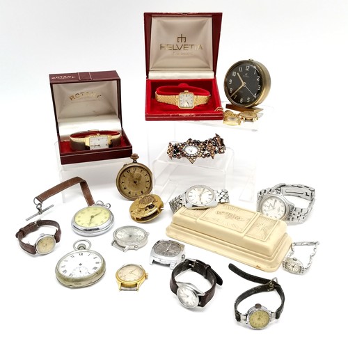 449 - Qty of wristwatches inc Smiths, boxed Helvetia manual wind, Rotary quartz gold plated (both running ... 