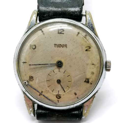 452 - Tudor manual wind chromed case (32mm) wristwatch - 1 hand off (but present), deterioration to dial &... 