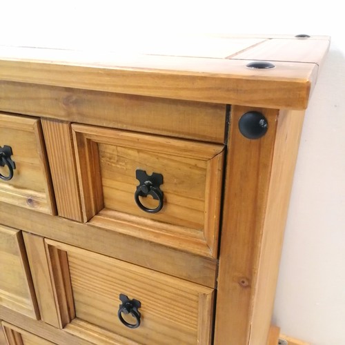 84 - Pine multi drawer unit with cast iron handles