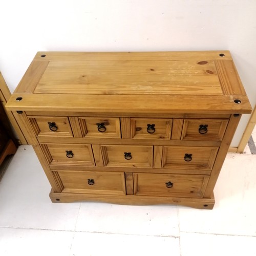 84 - Pine multi drawer unit with cast iron handles